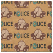 Retro Police Car Donuts Brown Stoff (Muster)