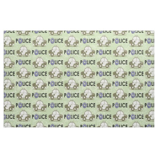 Retro Police Car Donuts Green Stoff (Fat Quarter (45,7 x 55,9 cm))