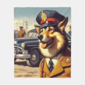 Retro Police Dog Painting Fleecedecke (Vorderseite)