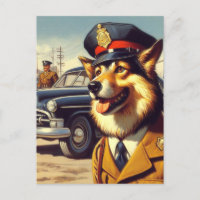 Retro Police Dog Painting