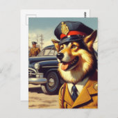 Retro Police Dog Painting Postkarte (Vorne/Hinten)