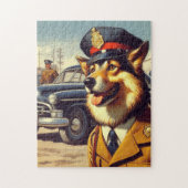 Retro Police Dog Painting Puzzle (Vertikal)