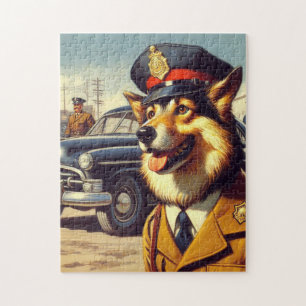 Retro Police Dog Painting Puzzle