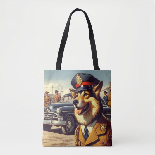Retro Police Dog Painting Tasche (Vorderseite)