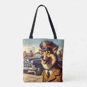 Retro Police Dog Painting Tasche (Rückseite)