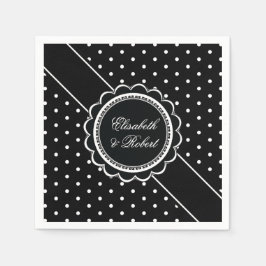 Retro Polka Dot Elegante Schwarz-Weiß Hochzeit Serviette