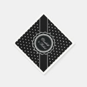 Retro Polka Dot Elegante Schwarz-Weiß Hochzeit Serviette (Ecke)