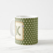 Retro Polka Dot Monogramm Kaffeetasse (Vorderseite Links)
