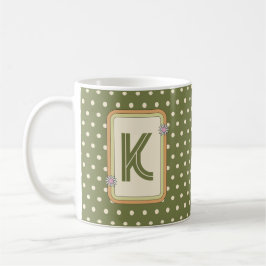 Retro Polka Dot Monogramm Kaffeetasse