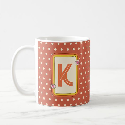 Retro Polka Dot Monogramm Kaffeetasse (Links)