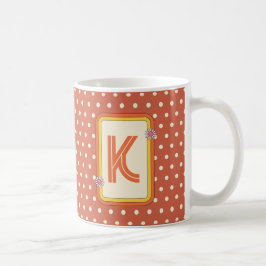 Retro Polka Dot Monogramm Kaffeetasse