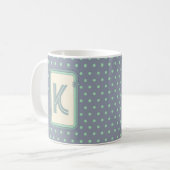 Retro Polka Dot Monogramm Kaffeetasse (Vorderseite Links)