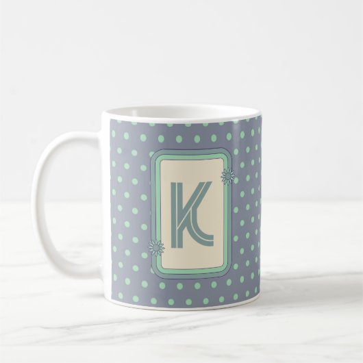 Retro Polka Dot Monogramm Kaffeetasse (Links)