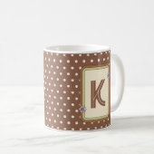 Retro Polka Dot Monogramm-Tasse Kaffeetasse (VorderseiteRechts)