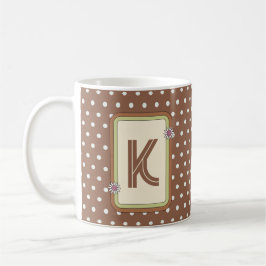 Retro Polka Dot Monogramm-Tasse Kaffeetasse