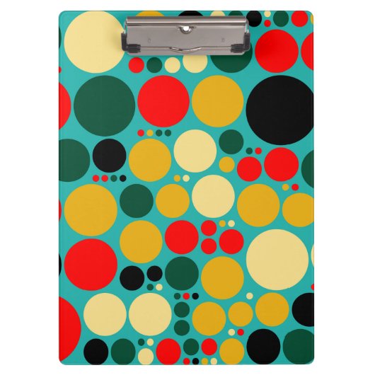 Retro Polka Dot Mosaic Muster #3 Klemmbrett (Vorderseite)