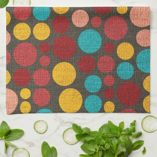 Retro Polka Dot Muster #7 Küchentuch (Gefaltet)