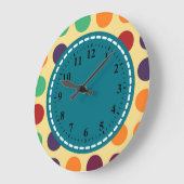 Retro Polka Dot Muster #8 Große Wanduhr (Winkel)