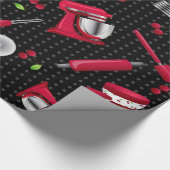 Retro Polka Dot Red Kitchen Gadget Geschenkpapier (Ecke)