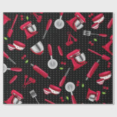 Retro Polka Dot Red Kitchen Gadget Geschenkpapier (Flach)