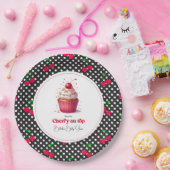 Retro Polka Dot Thema Cherry auf Top Baby Dusche Pappteller (Party)