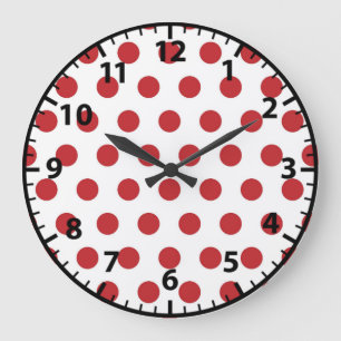 Retro Polka Dot Wall Clock: rot und weiß 50 Retro  Große Wanduhr