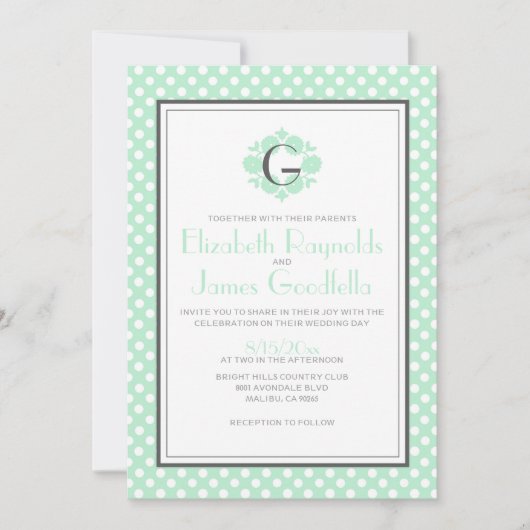 Retro Polka Dot Wedding Einladungen (Vorderseite)