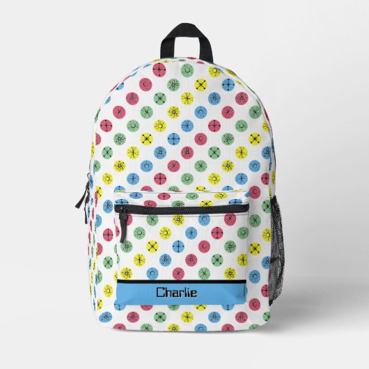 Retro Polka Dots Bedruckter Rucksack (Vorderseite)