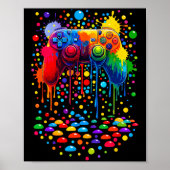 Retro Polka Dots Gaming Controller Video Gamer tun Poster (Vorne)