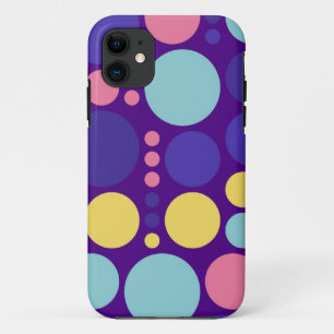 Retro Polka Dots   Gelb Lila rosa Blau iPhone 11 Hülle