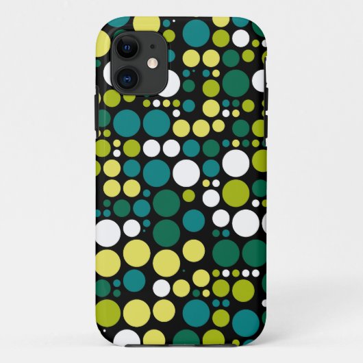 Retro Polka Dots | Gelbgrün Case-Mate iPhone Hülle (Rückseite)