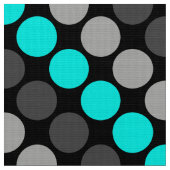 Retro Polka Dots Graues Türkis Stoff (Nahaufnahme)