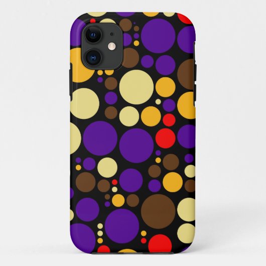 Retro Polka Dots Muster | Gelbrot Lila Case-Mate iPhone Hülle (Rückseite)