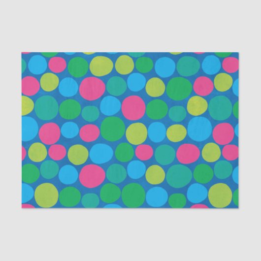 Retro Polka Dots Pink Green Blue Muster Seidenpapier (Vorderseite)