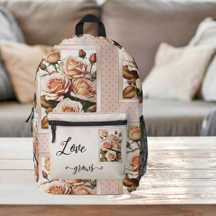 Retro Polka Dots Pink Liebe Anstrichene Rose Bedruckter Rucksack