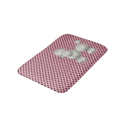 Retro Polka Dots und Poodle Bath Mat Badematte (Schrägansicht)