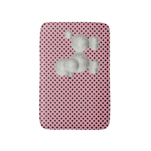 Retro Polka Dots und Poodle Bath Mat Badematte (Vorderseite Vertikal)