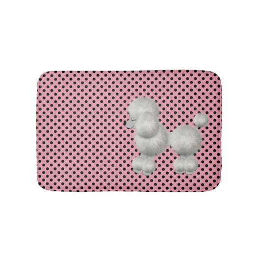 Retro Polka Dots und Poodle Bath Mat Badematte (Vorderseite)