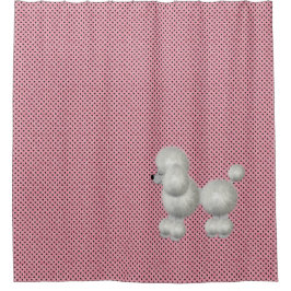 Retro Polka Dots und Poodle Duschvorhang