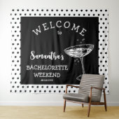 Retro Polka Junggeselinnen-Abschied Hintergrundcoc Wandteppich (Beispiel (Horizontal))