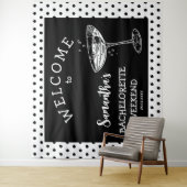 Retro Polka Junggeselinnen-Abschied Hintergrundcoc Wandteppich (Beispiel)
