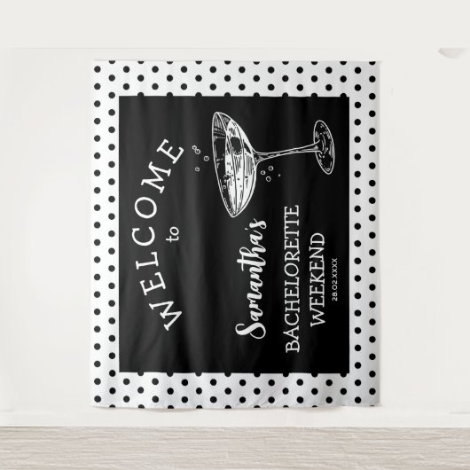 Retro Polka Junggeselinnen-Abschied Hintergrundcoc Wandteppich (Vorderseite)