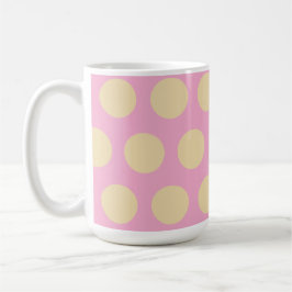 Retro-Polka-Punkte-Design in Rosa und Gelb  Kaffeetasse