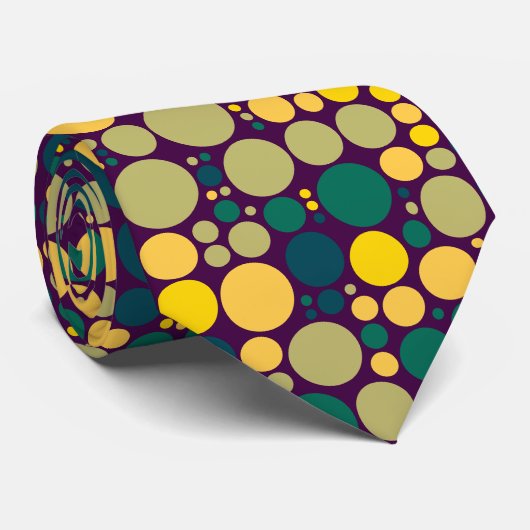 Retro-Polka-Punkte grün und gelb Krawatte (Gerollt)