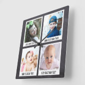 Retro Poloroid Template 4 Photo Collage Chalkboard Quadratische Wanduhr (Winkel)