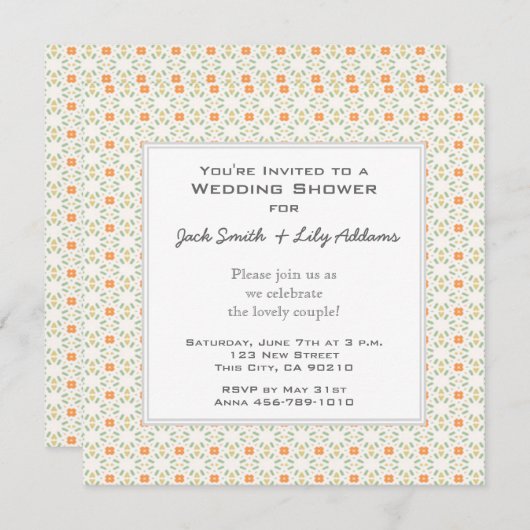 Retro Polterabend-Einladung - Orange Einladung (Vorne/Hinten)