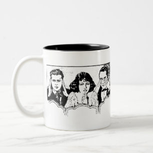 Retro Polyamory - Throuple - Spooning - Trial Zweifarbige Tasse