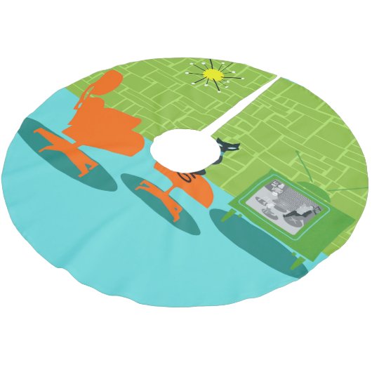 Retro Polyester Weihnachtsbaumdecke (Schrägansicht)