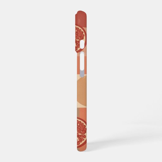 Retro Pomegranate Geometric Print iPhone 16 Hülle (Linke Seite)