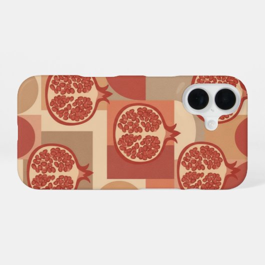 Retro Pomegranate Geometric Print iPhone 16 Hülle (Rückseite (Horizontal))
